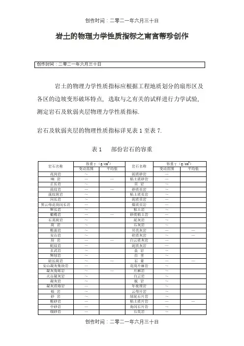 岩土的物理力学性质参数