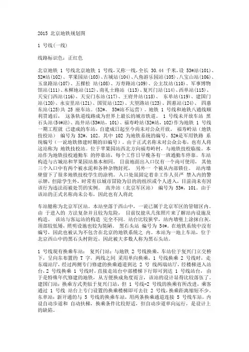 北京地铁客运线路图