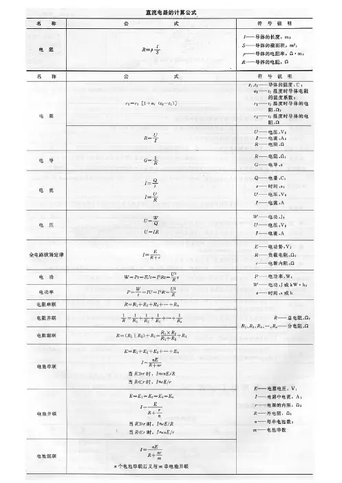 常用电工公式