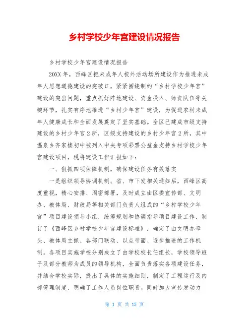 乡村学校少年宫建设情况报告