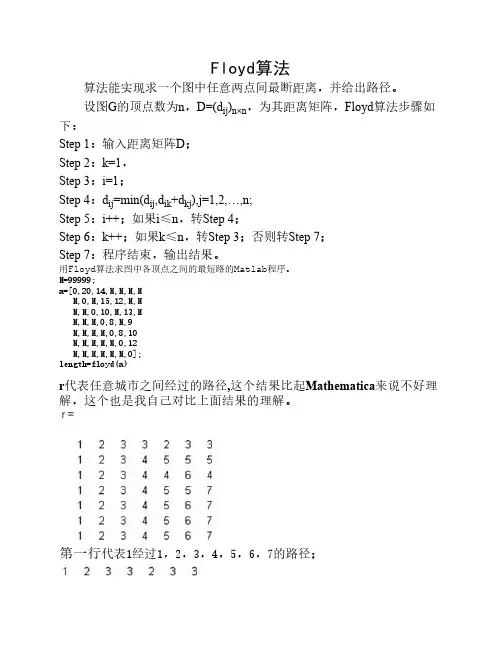 floyd算法 matlab程序