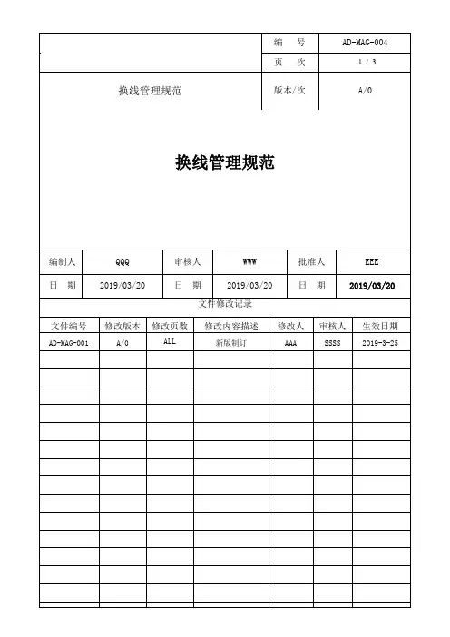 车间换线管理规范