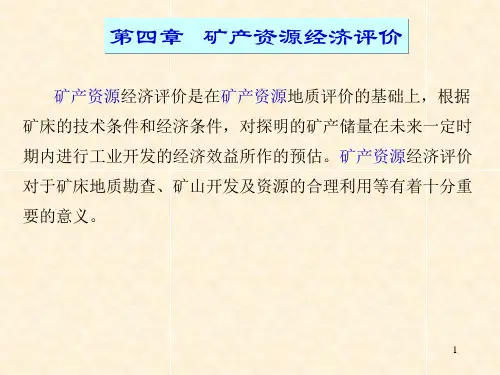矿产资源评价 第四章矿产资源经济评价