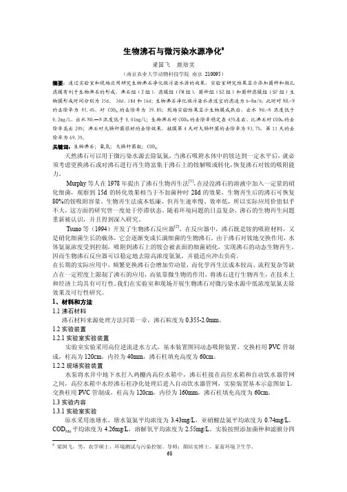 生物沸石与微污染水源净化
