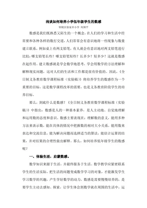 浅谈如何培养小学低年级学生的数感