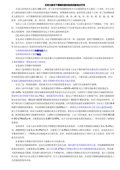 元素对不锈钢性能和组织的影响及作用