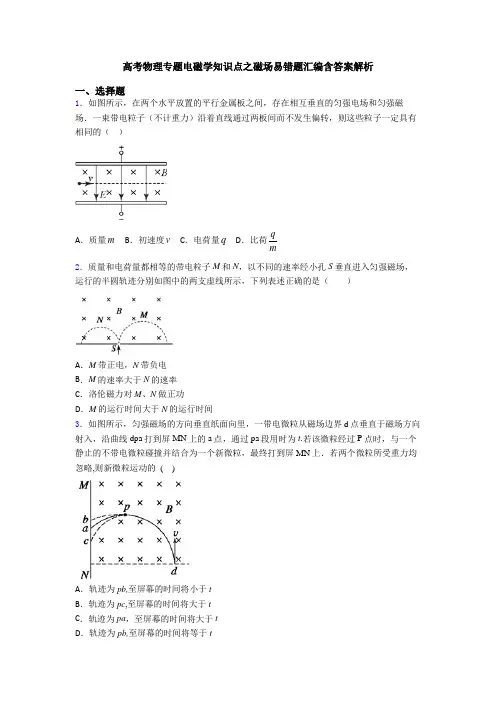高考物理专题电磁学知识点之磁场易错题汇编含答案解析