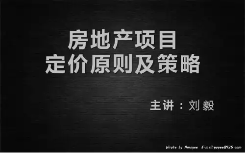 房地产项目定价原则及策略