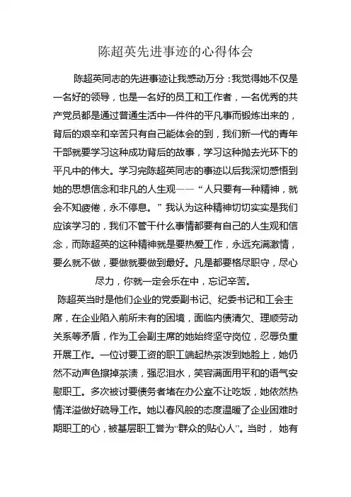 陈超英先进事迹的心得体会
