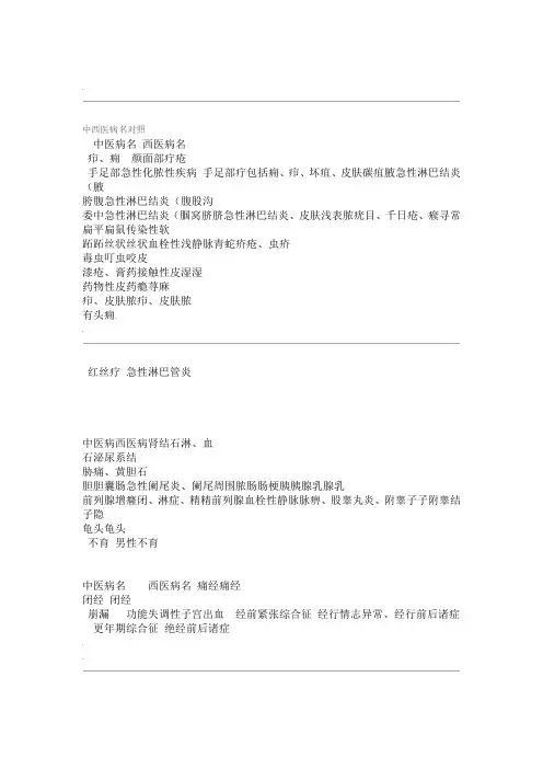 中西医病名对照51578