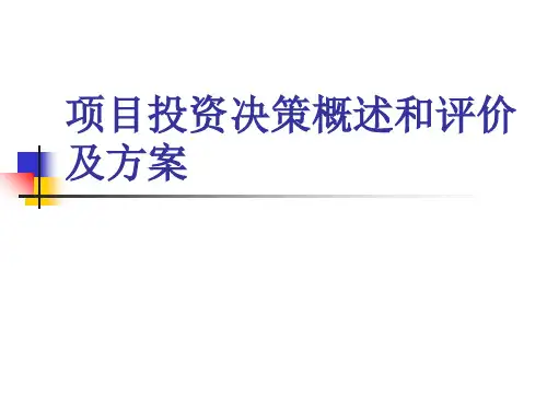 项目投资决策概述和评价及方案