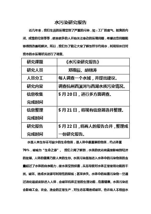 水污染研究报告