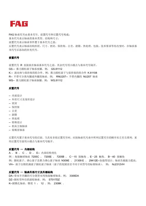 FAG、SKF、NSK、NTN、KOYO轴承后缀含义