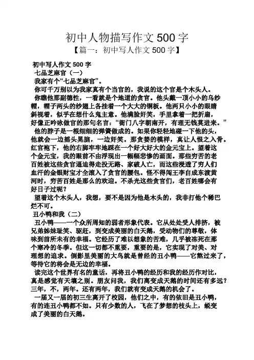 初三作文之初中人物描写作文500字