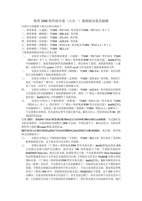 鲁班2008软件的全套最新安装及破解