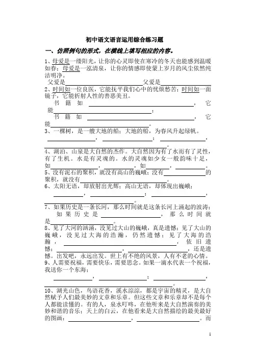 初中语文语言运用综合训练
