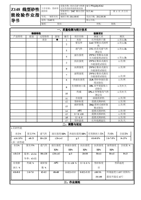 球铁型砂性能检验作业指导书
