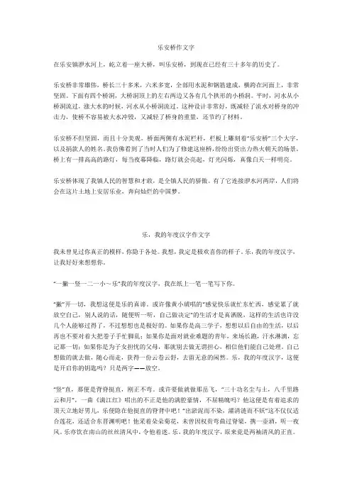 乐,我的年度汉字作文800字