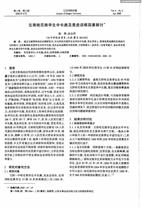 云南哈尼族学生中长跑及竞走训练因素探讨