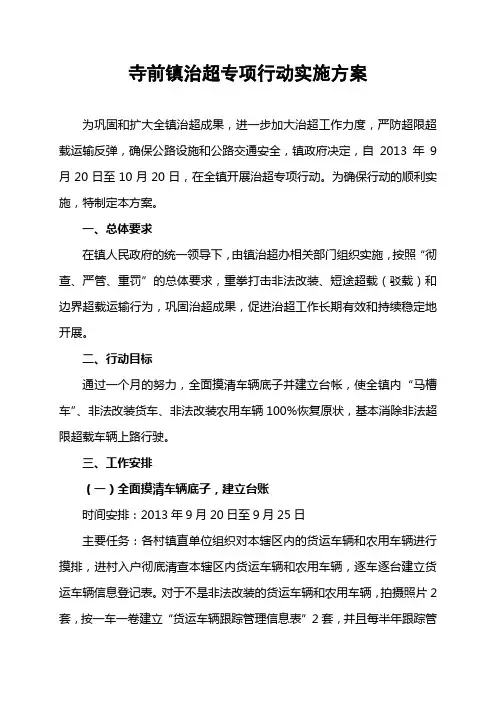 治超专项行动实施方案