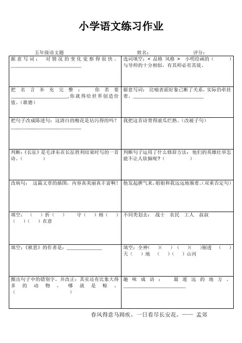 罗阳小学五年级语文期末复习练习作业48