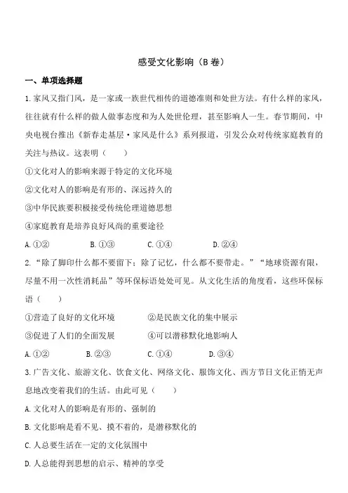 感受文化影响(B卷)