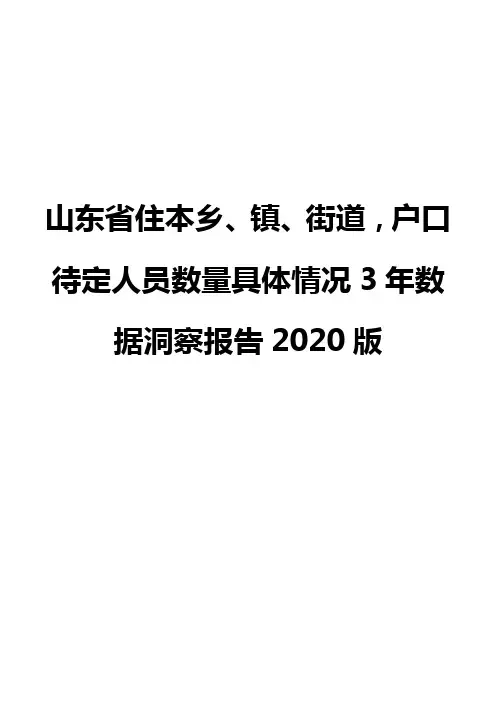 山东省住本乡、镇、街道,户口待定人员数量具体情况3年数据洞察报告2020版