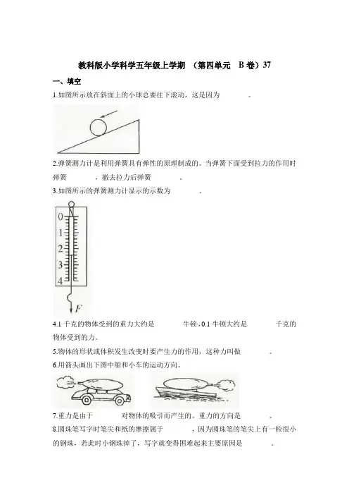 五年级上册科学单元测试- 第四单元  B卷 教科版(含解析)