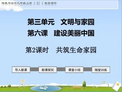 最新部编人教版九年级道德与法治上册教学课件：6.2 共筑生命家园