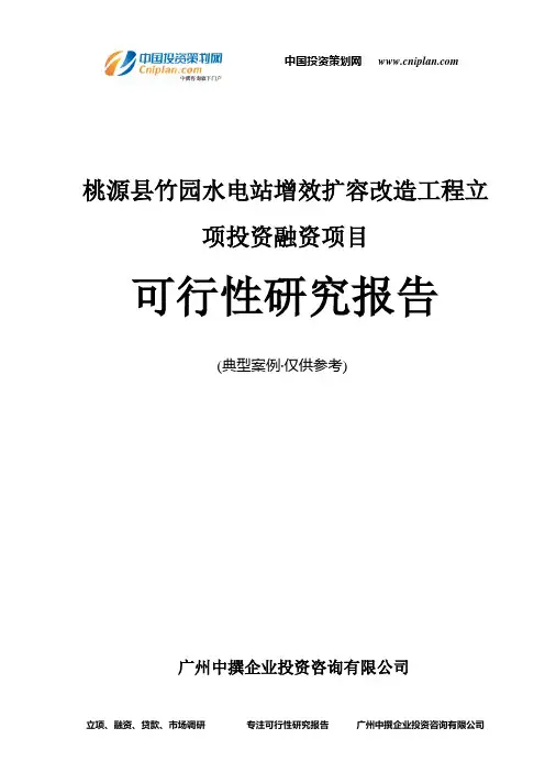 桃源县竹园水电站增效扩容改造工程融资投资立项项目可行性研究报告(中撰咨询)