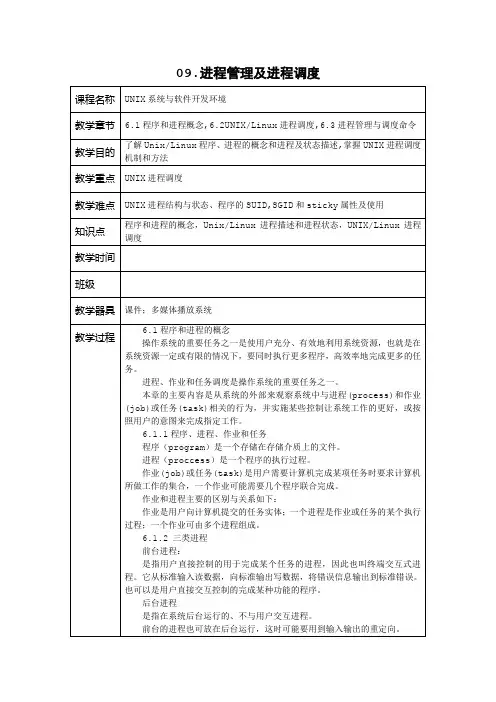 进程管理及进程调度