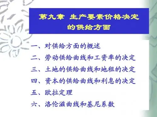 第9章 微观经济学 生产要素价格决定的供给方面