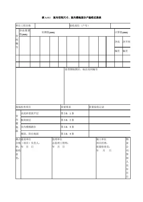分户验收表格