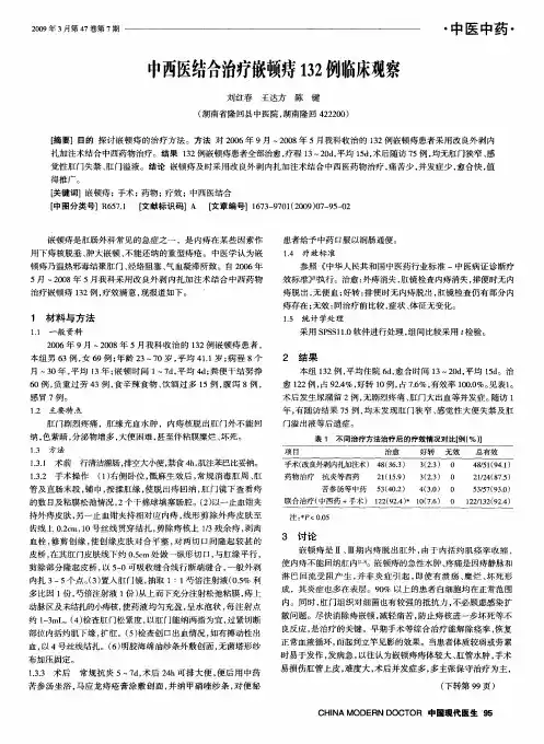 中西医结合治疗嵌顿痔132例临床观察