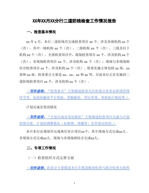 检查工作情况报告模板