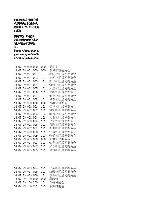 城乡区划代码