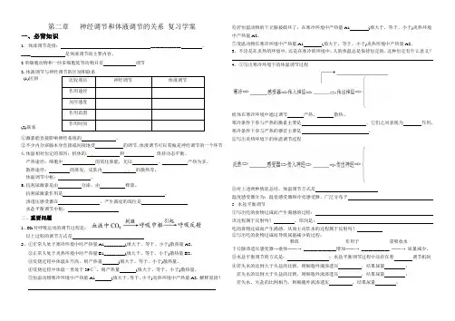 神经调节和体液调节复习学案