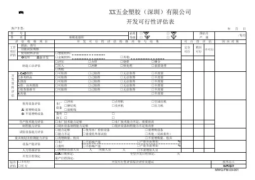 开发可行性评估表