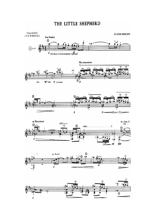 小羊倌,The Little Shepherd;德彪西,Claude Debussy(Marshall编 古典吉他谱)