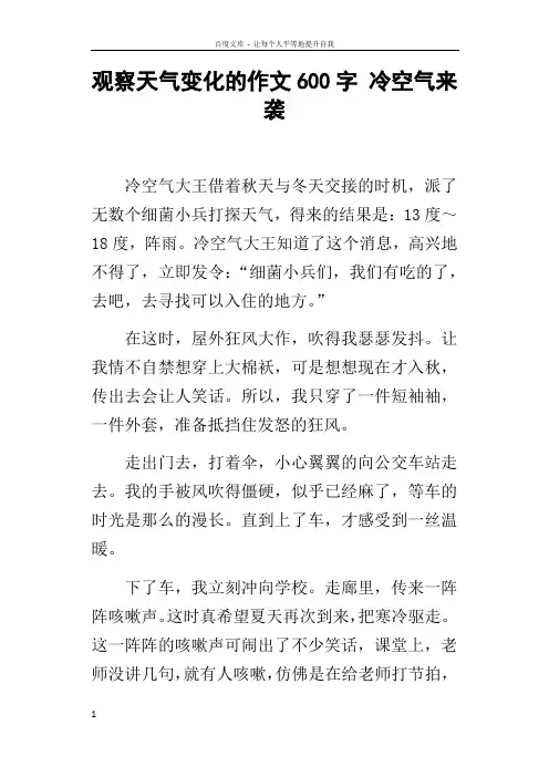 观察天气变化的作文600字冷空气来袭