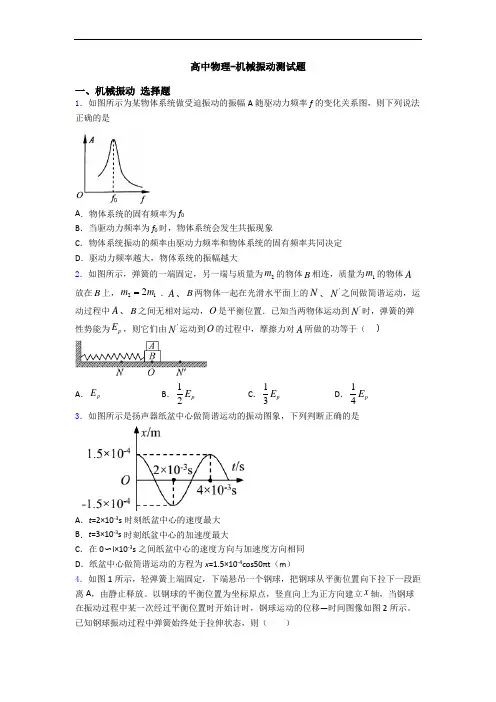 高中物理-机械振动测试题