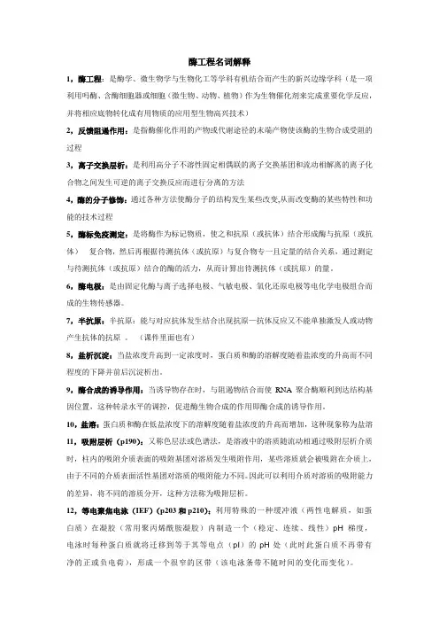 酶工程名词解释