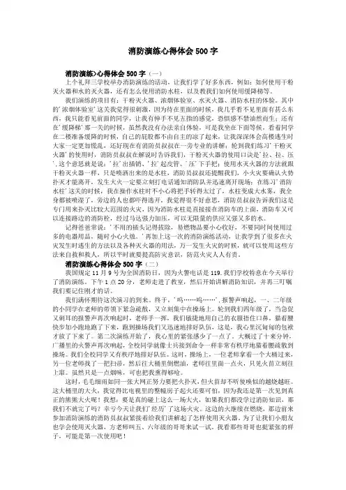 消防演练心得体会500字