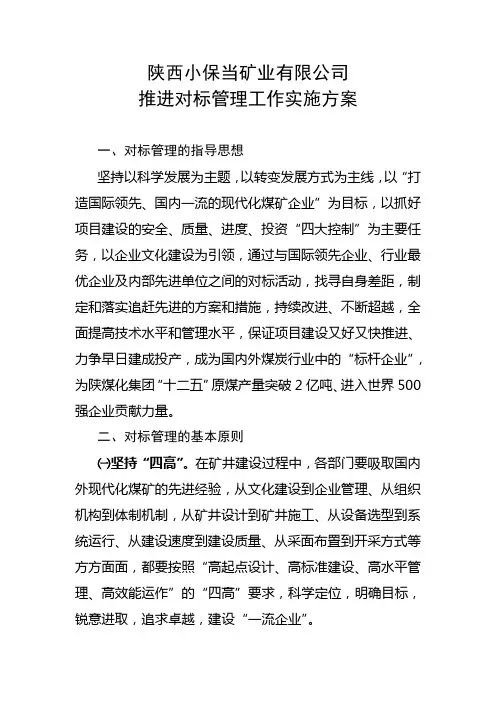 对标工作实施方案