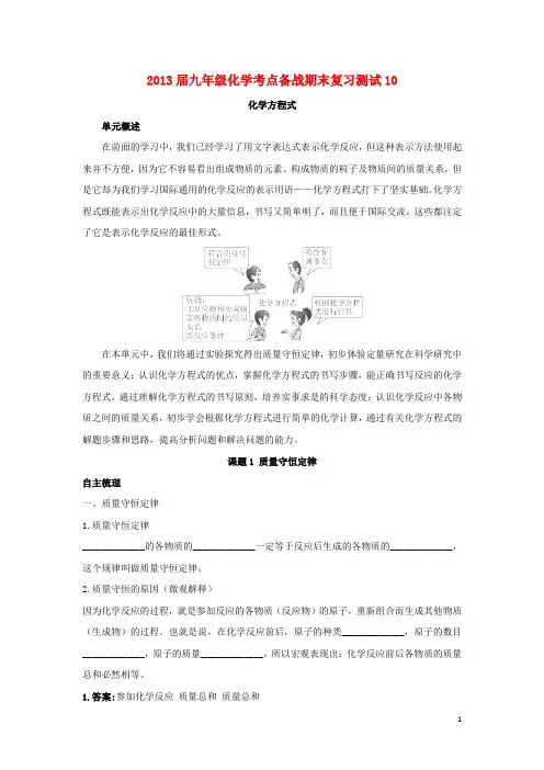 2013届九年级化学考点备战期末复习测试10
