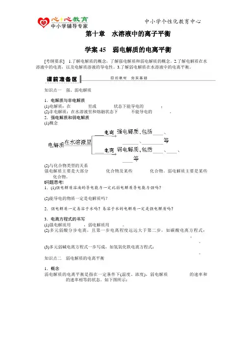 第十章 第45学案 弱电解质的电离平衡