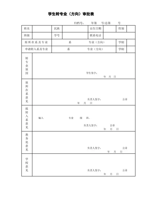 学生转专业审批表
