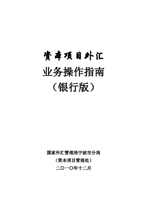 资本项目外汇业务操作指南