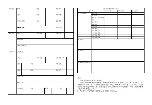 中学心理档案卡模版