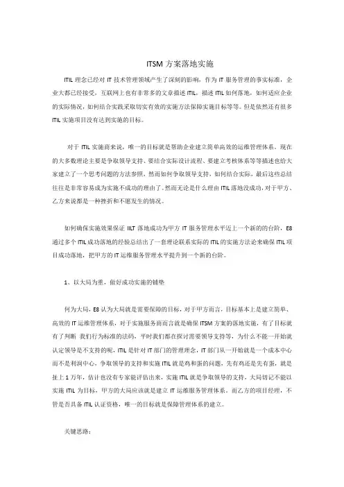 ITSM方案落地实施